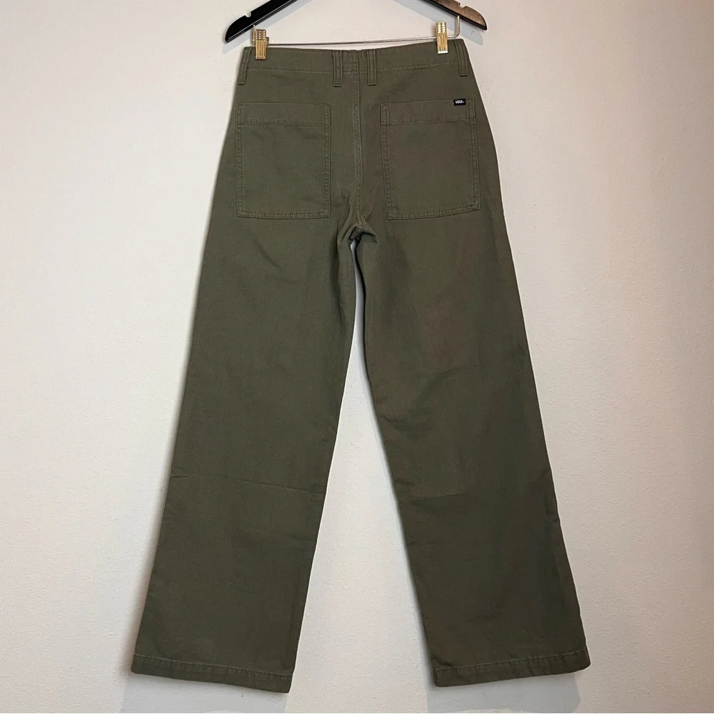 Vans Women’s Arroyo Wide Leg Cargo Pants Olive Green 100% Cotton Canvas Size 26 - Picture 5 of 9